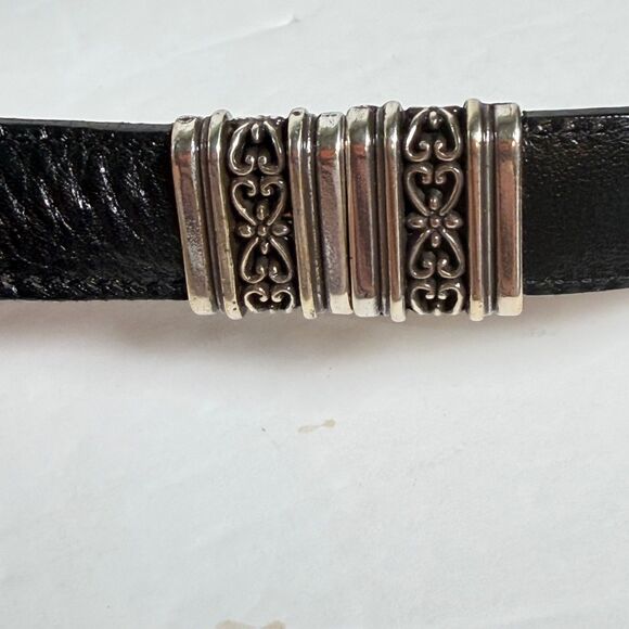 Brighton Reversible Leather Belt Black Red Faux Reptile Silver Tone Buckle M/L
